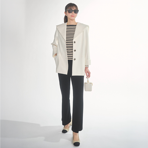 Staff Recommend-Elegant Jersey Sailor Jacket