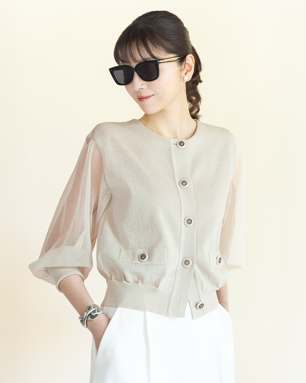 DAISYLINパフスリーブカーディガン♪ホワイト DAISY LIN | Official website and Online Boutique / New Arrivals-夏