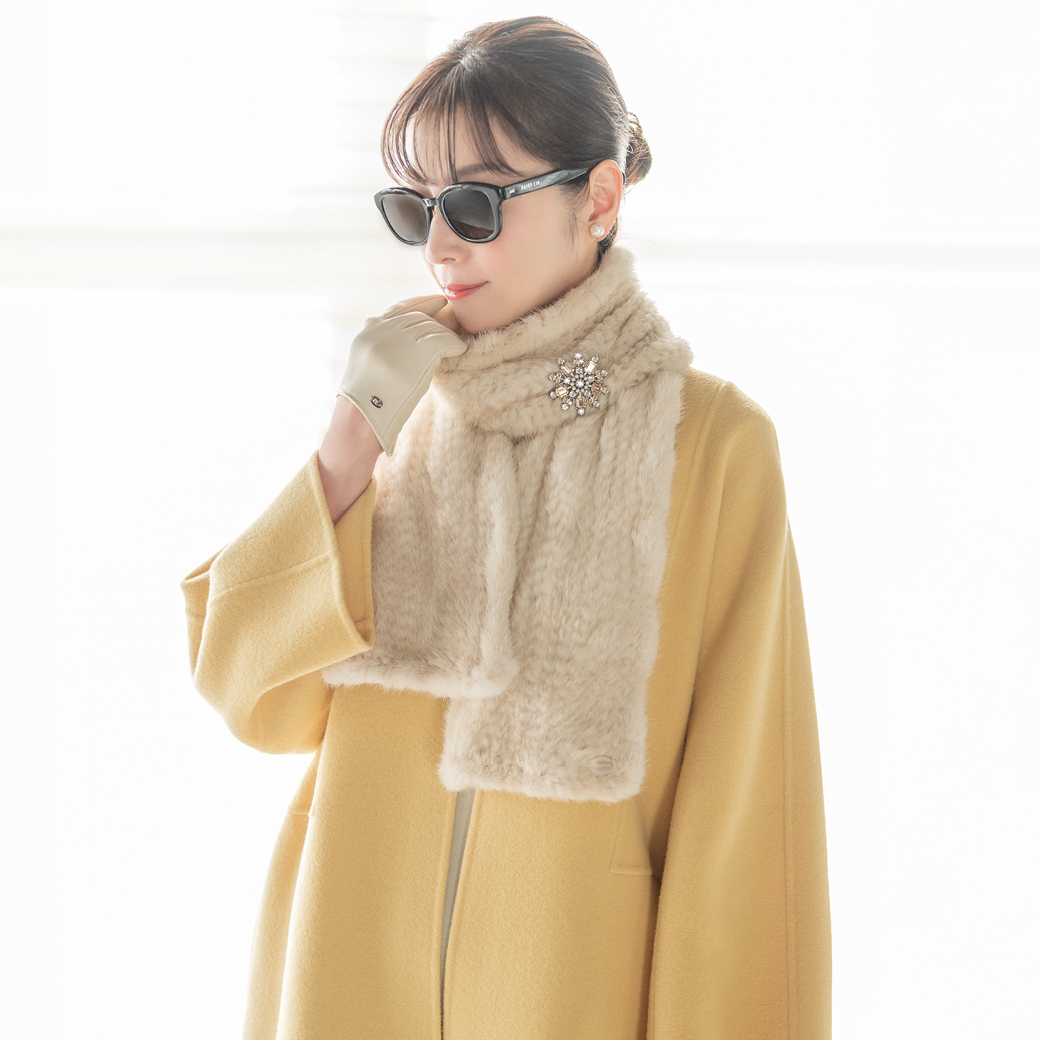 Mink Fur-Knit Stole