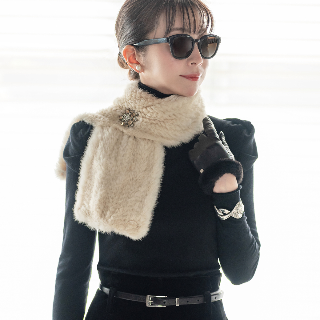Mink Fur-Knit Petit Stole