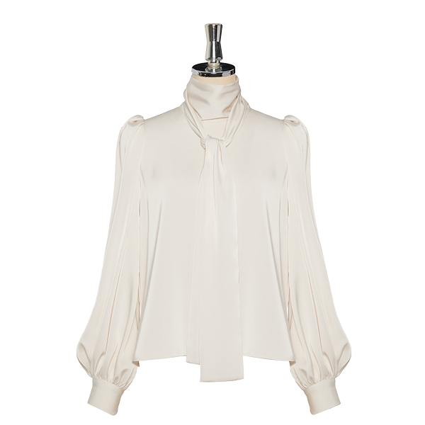 Blouse Daisy Elegant Ribbon (Powder Beige)