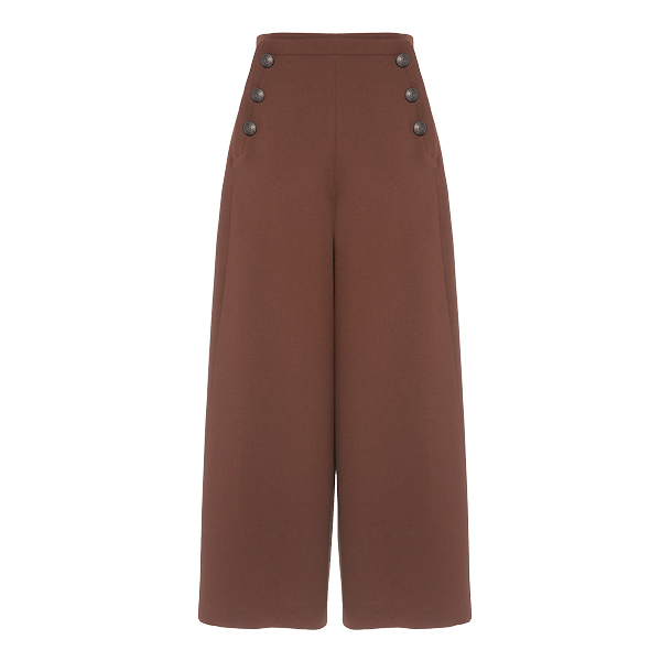 High-waist Sailor Pants (Dark Brown)