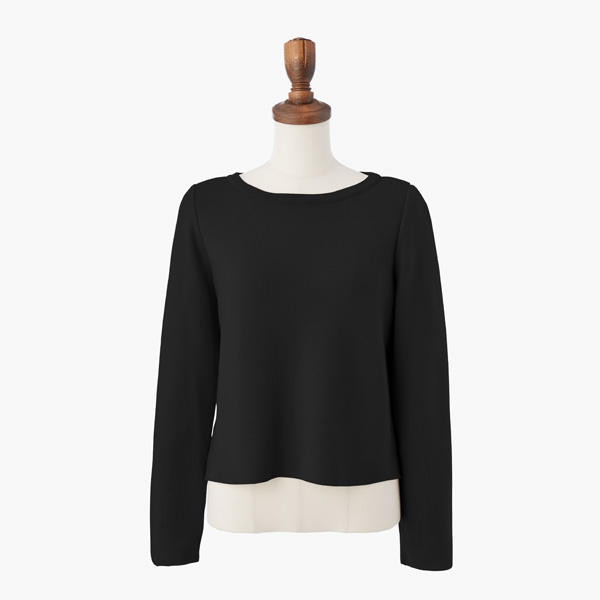 しっとりWOOL Elegant Knit Top (Black Black)