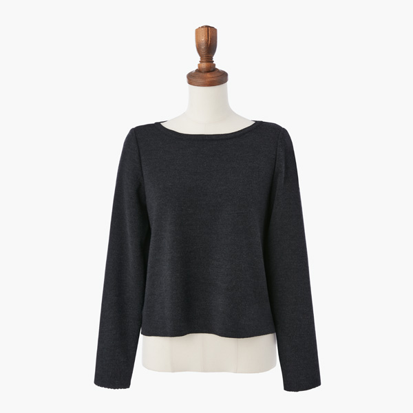 しっとりWOOL Elegant Knit Top (Rich Gray)