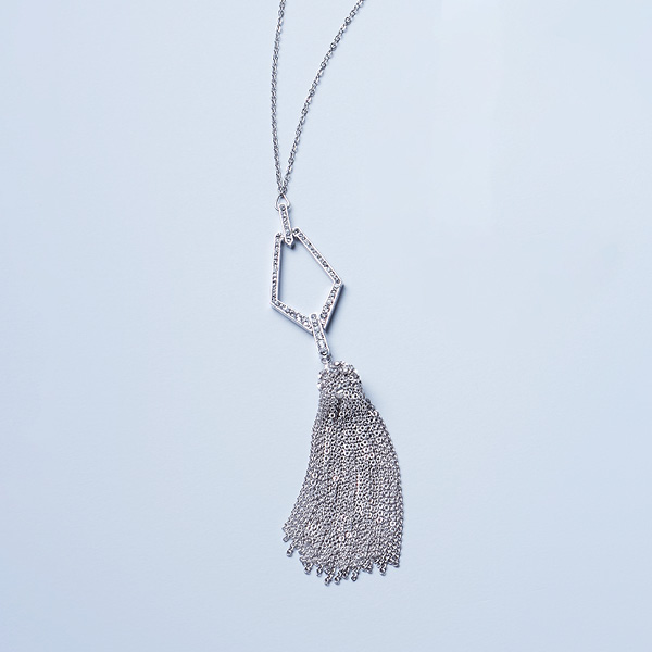 Necklace “Art Déco Silver Tassel” (Silver)
