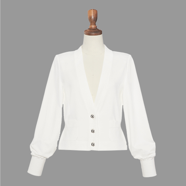 Elegant Shape Cardigan(White)