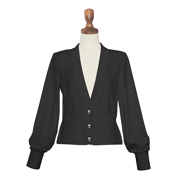 Elegant Shape Cardigan(Black Black)