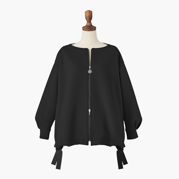 ミルフィーユ スウェット Long Blouson (Black Black)