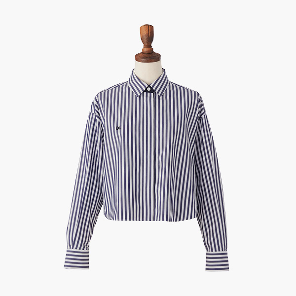 Stripe Shirt "Cote d'Azur Lady" (Navy × White)