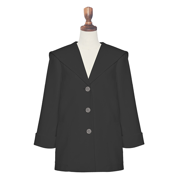 Elegant Jersey Sailor Jacket(Black Black)