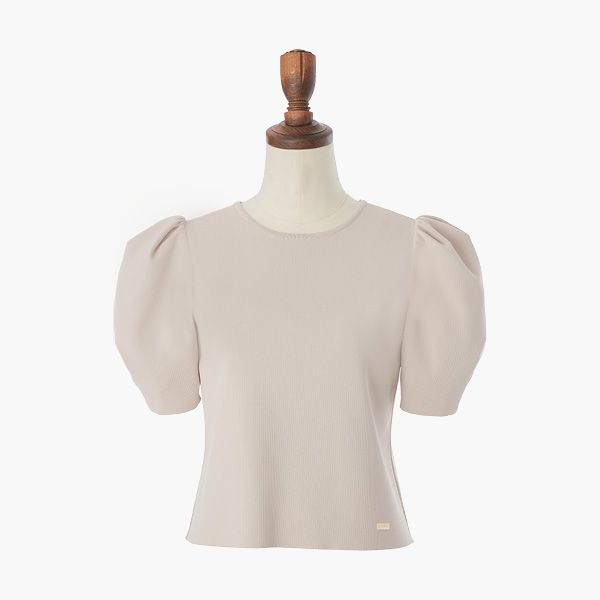 Knit Top “Daily Puff” (Powder Beige)