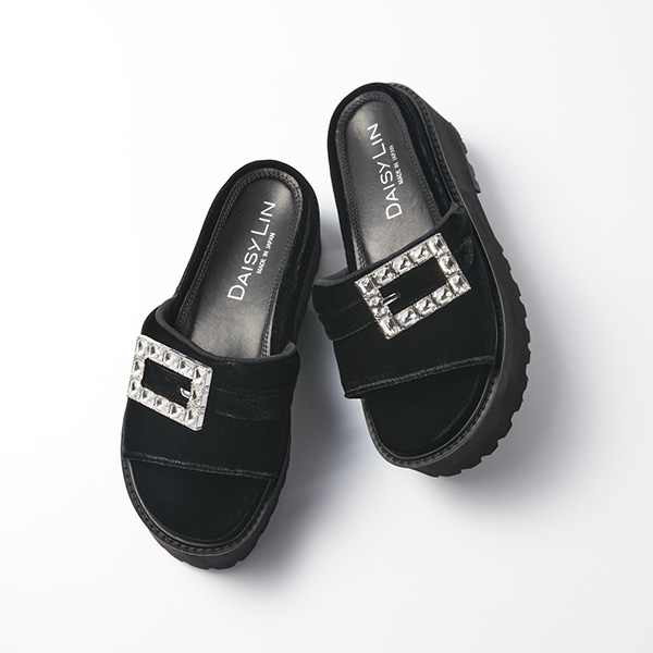 Tower Sandal “Diamond Noir II” (Velvet Black)