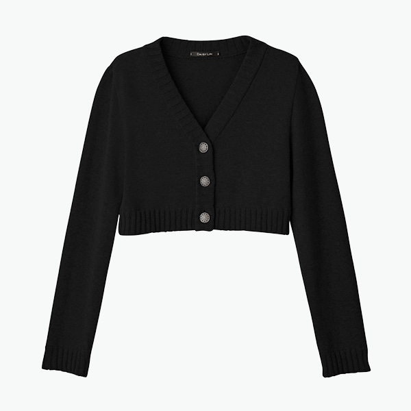 Summer Cashmere Cotton "Daisy Minnie Cardigan" (Black Black)