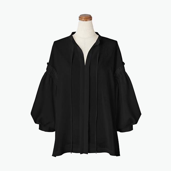 Blouse "Sheer Puff Puff" (Black)