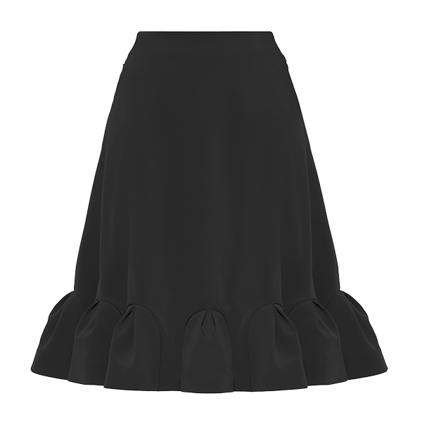 Elegant Curve Skirt(Black Black)