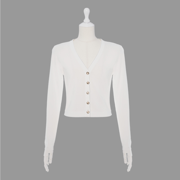 Cardigan "Essential V"(White)