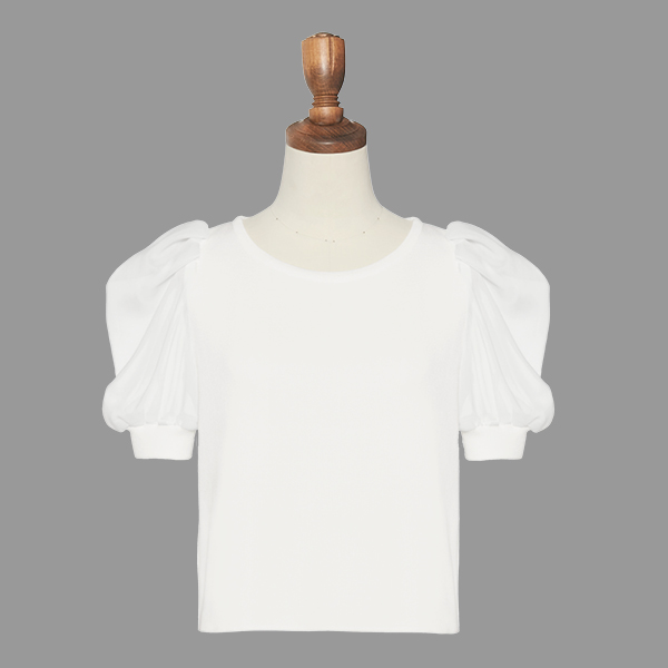 Knit Top "Soufflé Puff"(White)