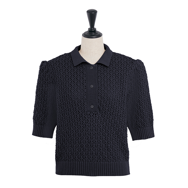 Knit polo shirt "Pineapple Puff " (Midnight Blue)
