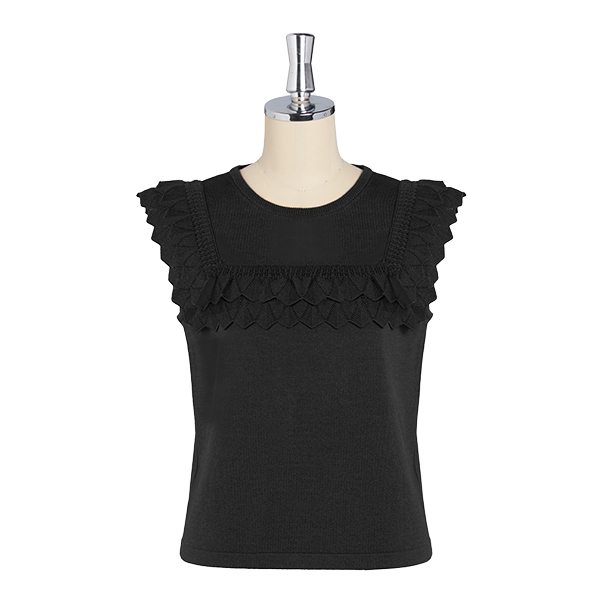 Knit "Grace Top" (Black Black)