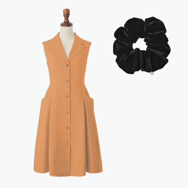Dress "Miss Daisy" (Orange) & DAISY VELOUR Chou Chou Elegant Size