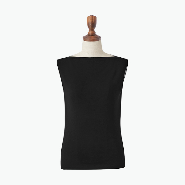 Washable Silk Knit "High-end Top" (Black Black)