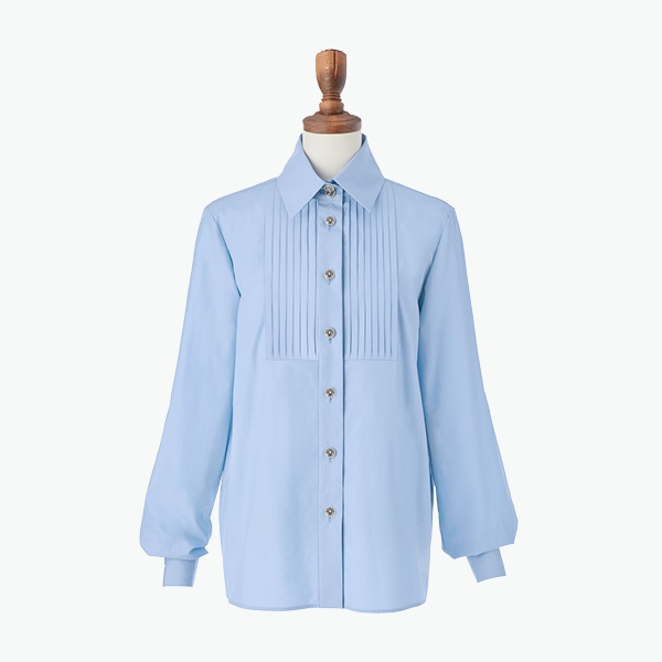 Lady Tuxedo Blouse (Saxe Blue)