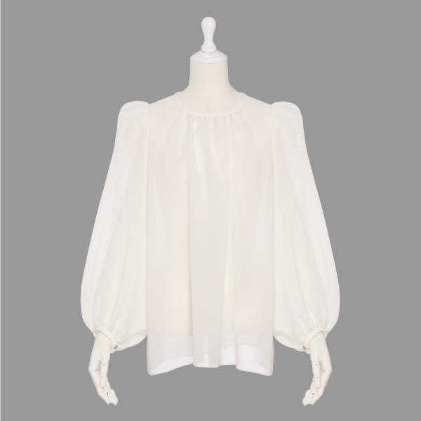 Sheer Puff Blouse(White)