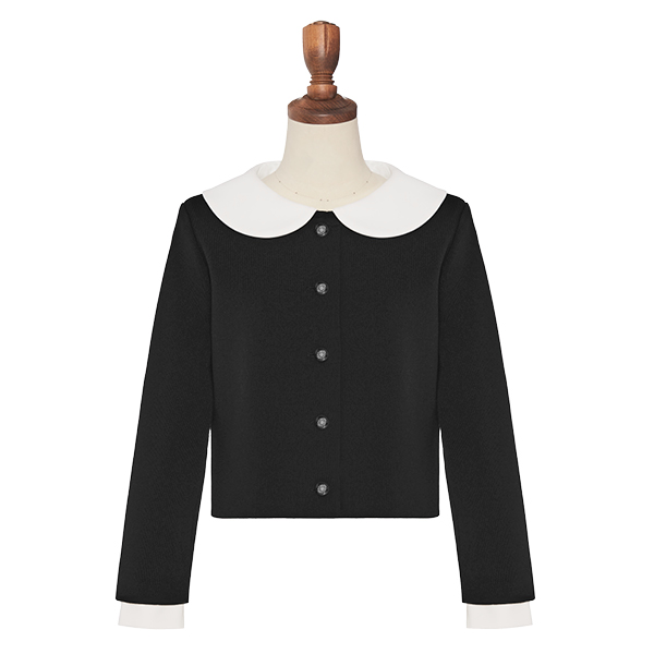 Classical Knit Cardigan(Black Black)
