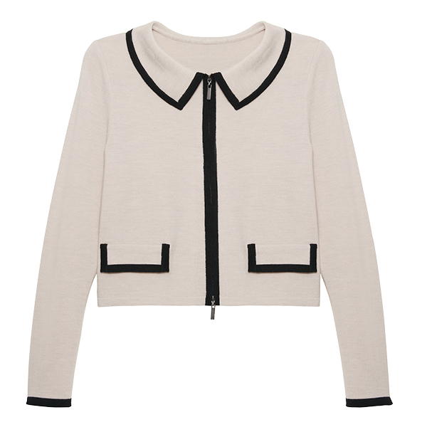 しっとりウールカーディガン“ Elegant Lady ” (Beige×Black)