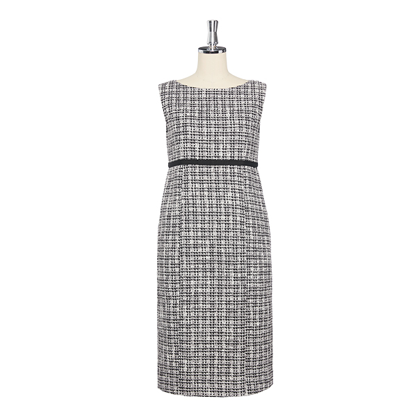 Washable Tweed Dress “Daisy Classic” (Black × White)