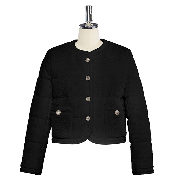 Washable Tweed キルティングジャケット”Daisy Modern” (Black Black)