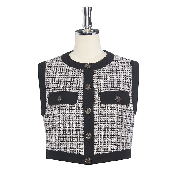Washable Tweed “Stylish Vest” (Black × White)