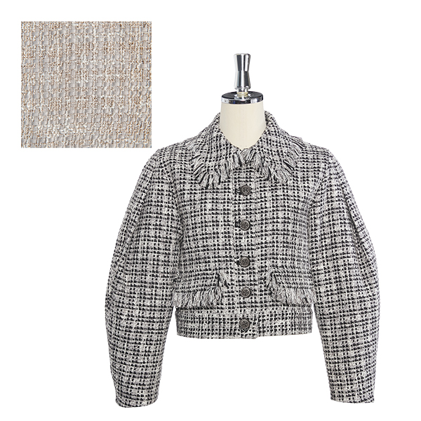 Washable Tweed “Cocoon Sleeve Jacket ” (Light Gray)