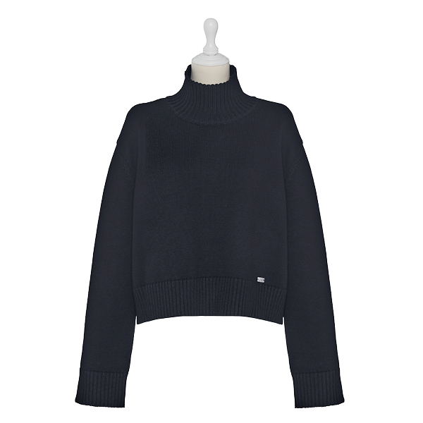 しっとりウール Airy High Neck Sweater(Midnght Blue)