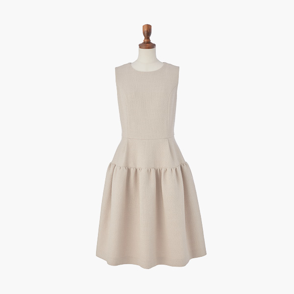 【Sample】Dress "Lady Tweed" (Powder Beige)
