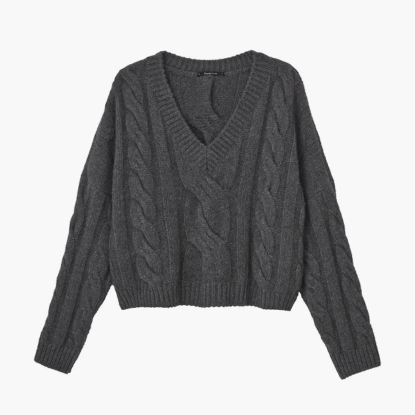 ふわとろ Cashmere Sweater "Daisy Twist" (Rich Gray)