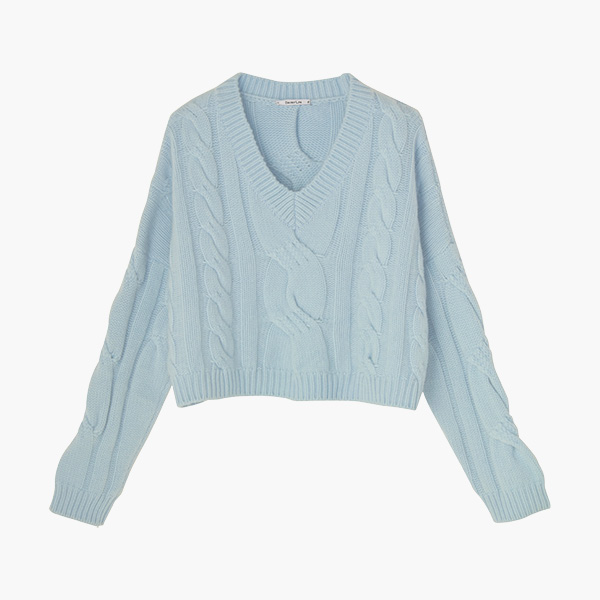 ふわとろ Cashmere Sweater "Daisy Twist" (Smoky Blue)