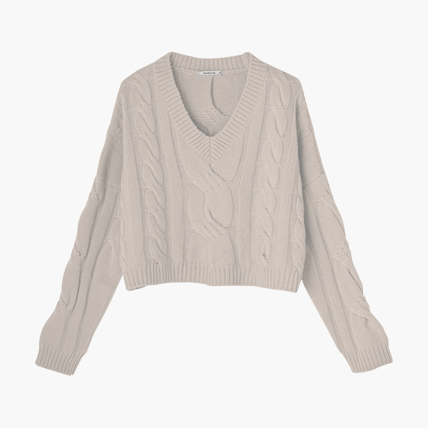 ふわとろ Cashmere Sweater "Daisy Twist" (Powder Beige)