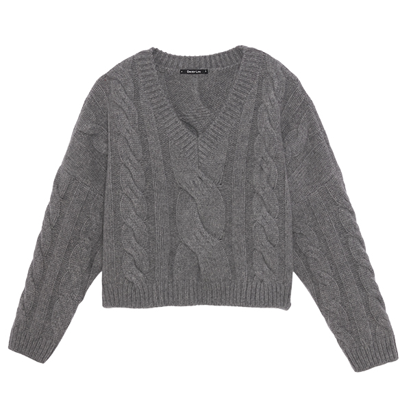 ふわとろ Cashmere Sweater "Daisy Twist" (Gray)