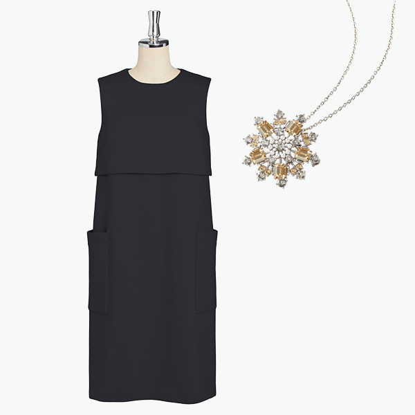 ジャージードレス "Perfect Tank" (Midnight Blue)＆Power Stone Brooch & Necklace (Champagne Apricot)